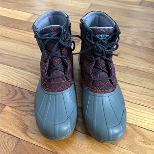 Sperry Burgundy and Gray Winter/Rain Boots